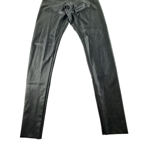 Commando Control Black Faux Leather High Waist Leggings Raw Hem Slimming L - Picture 4 of 8